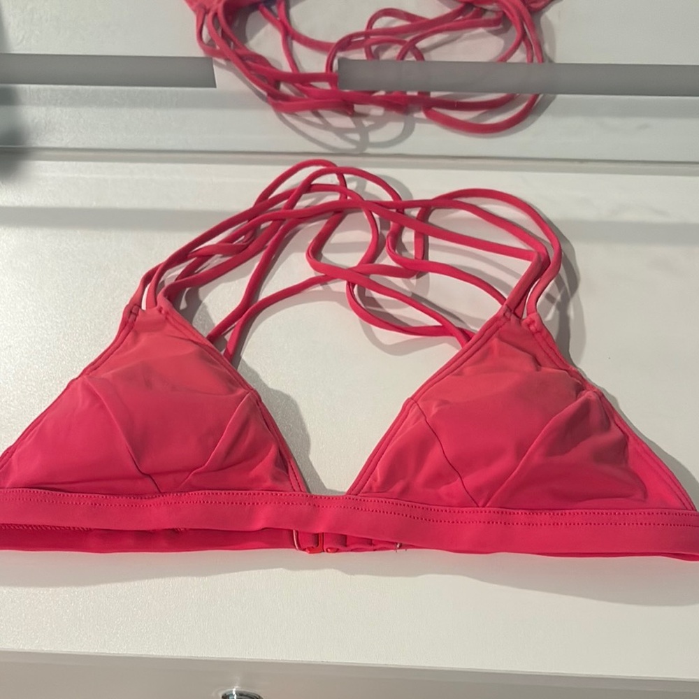 Pink Strappy Bikini Top